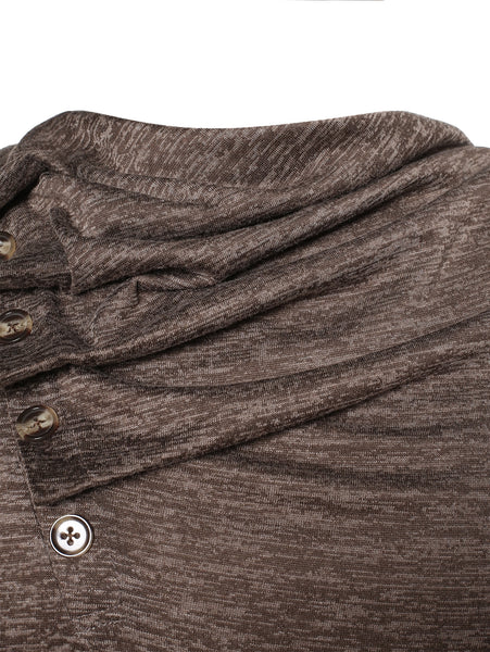 Button Cowl Neck Space Dye Top