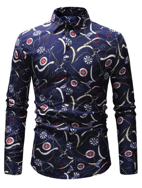 Chains Logos Print Casual Shirt