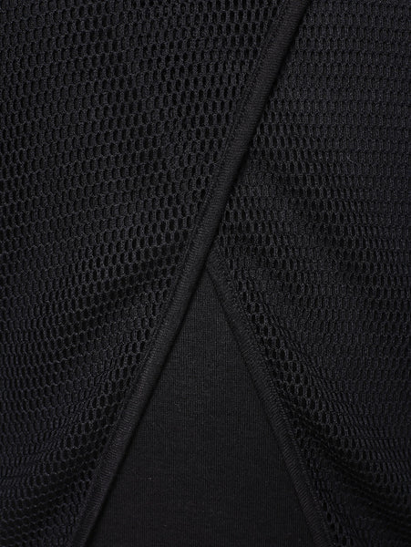 Mesh Panel Round Neck Top