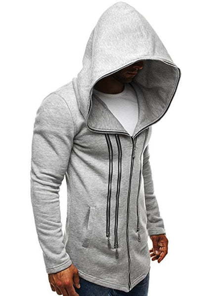 Zipper Decor Loose Hooded Trench Coat