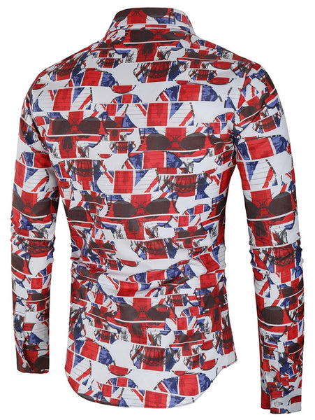 Geometric Graphic Print Cover Button Shirt