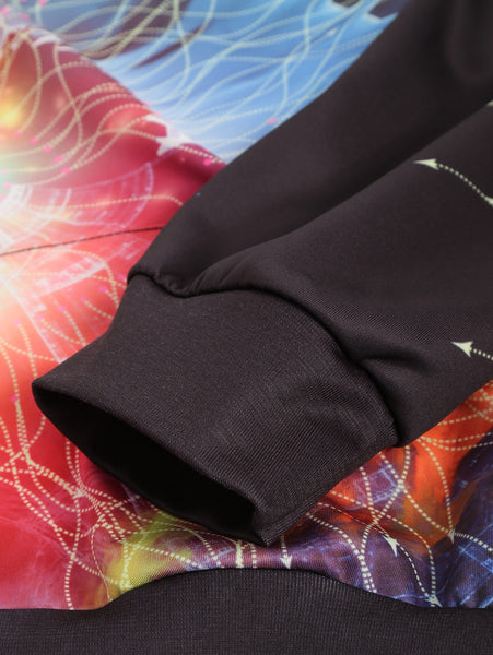 Colorful Printed Pouch Pocket Pullover Hoodie