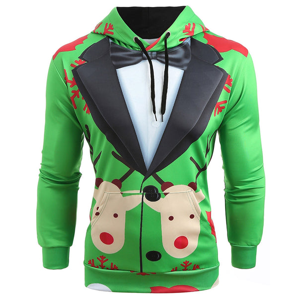 Christmas Faux Suit Print Pullover Hoodie
