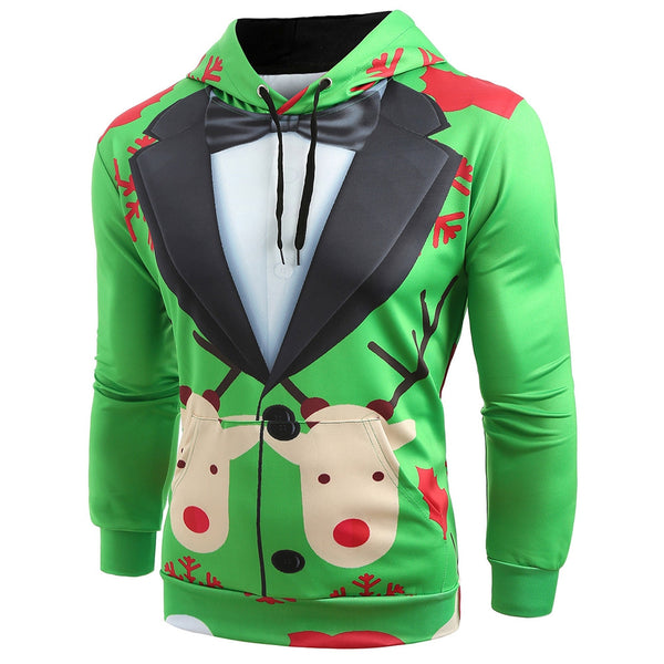 Christmas Faux Suit Print Pullover Hoodie