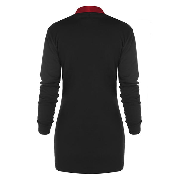 Zipper Embellished Long Sleeve Asymmetrical T-shirt