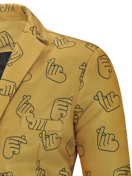 Valentine\'s Day Finger Heart Printed Casual Blazer