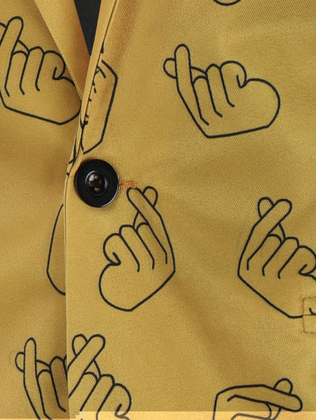 Valentine\'s Day Finger Heart Printed Casual Blazer