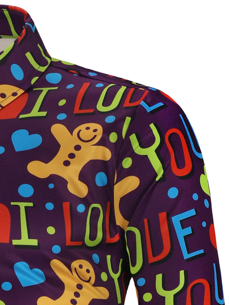 Valentine\'s Day Letter Heart Print Casual Shirt