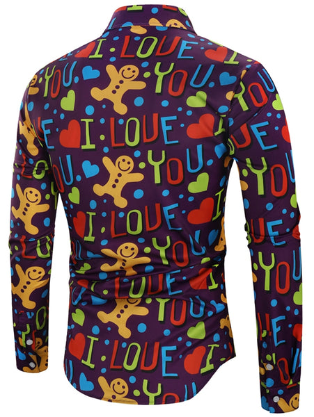 Valentine\'s Day Letter Heart Print Casual Shirt