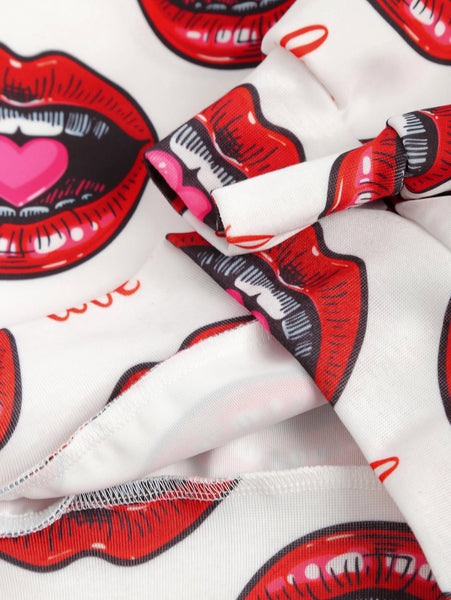 Valentine's Day 3D Lips Print Pullover Hoodie