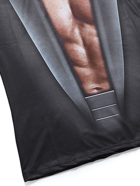3D Muscle Suit Print Short Sleeve T-shirt