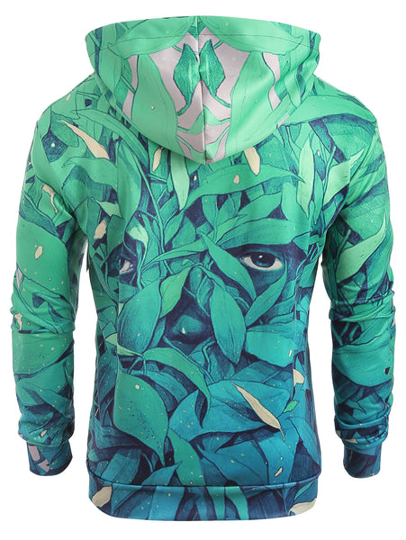Leaf 3D Print Kangaroo Pocket Hoodie