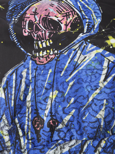 Skull Pattern Kangaroo Pocket Hoodie