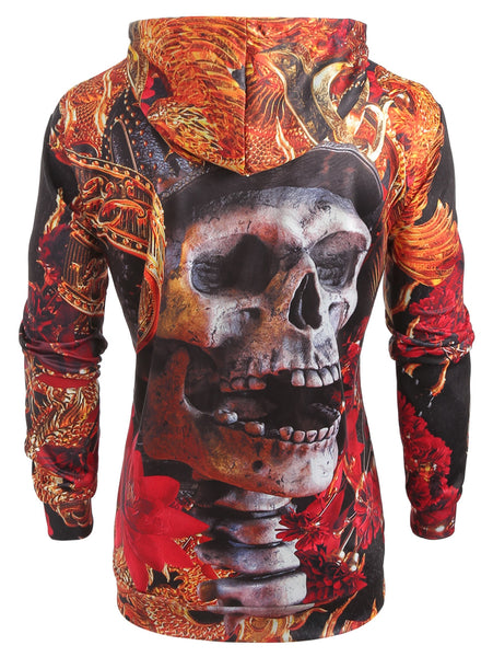 Kangaroo Pocket Skull Flower 3D Print Hoodie