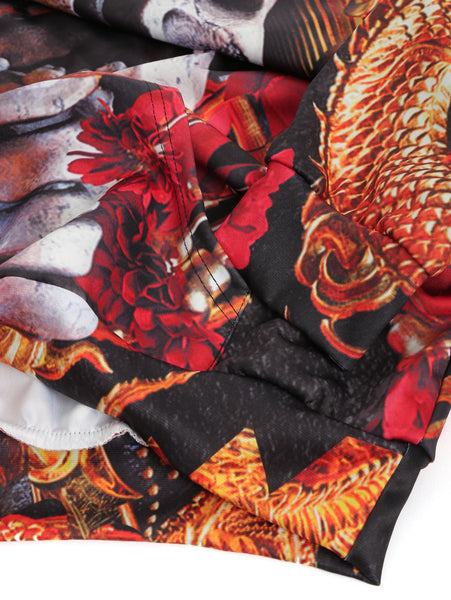 Kangaroo Pocket Skull Flower 3D Print Hoodie