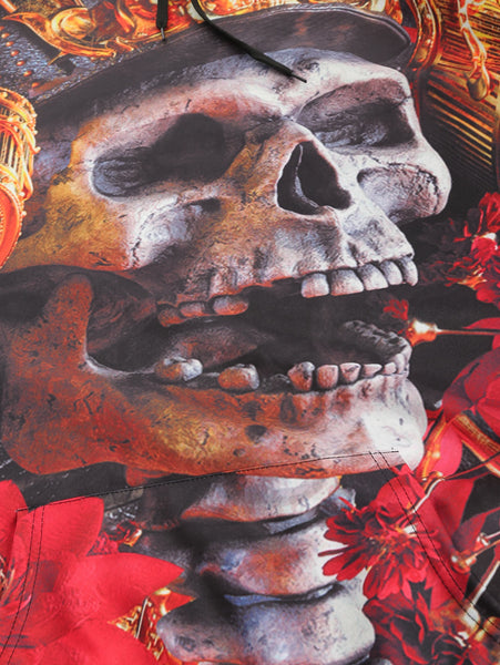 Kangaroo Pocket Skull Flower 3D Print Hoodie