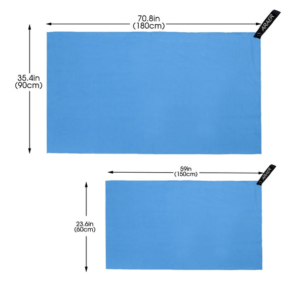 ARAER Microfibre Towel, 60cm x 90cm Absorbent Quick Dry Towel with a Carry Bag for Outdoor Swimming Surfing