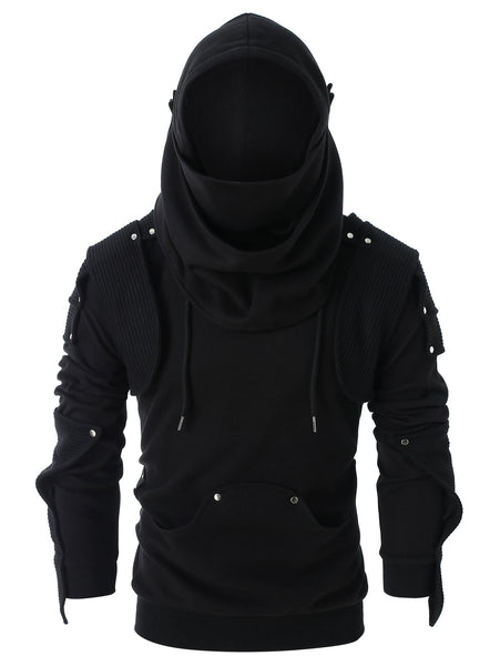 Rivet Long Sleeve Drawstring Pullover Hoodie