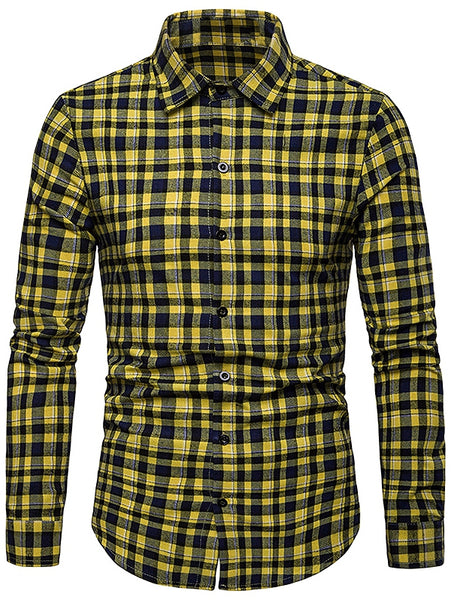 Contrast Tartan Print Casual Long Sleeve Shirt