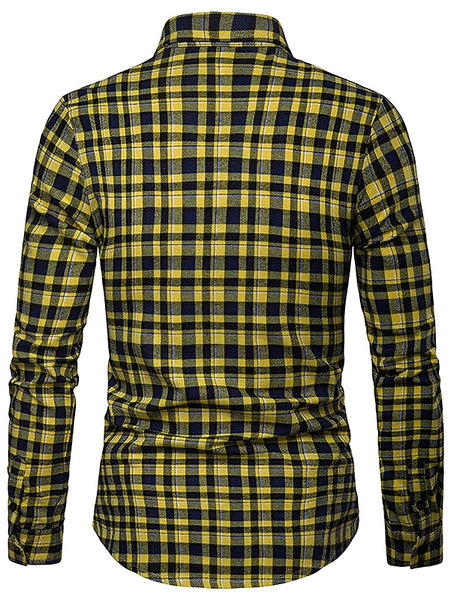 Contrast Tartan Print Casual Long Sleeve Shirt