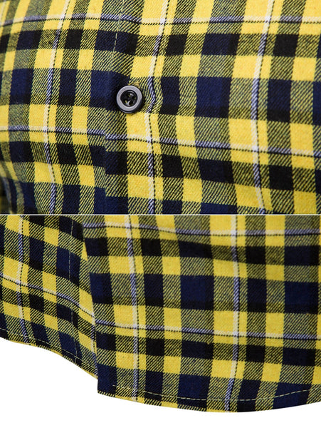 Contrast Tartan Print Casual Long Sleeve Shirt