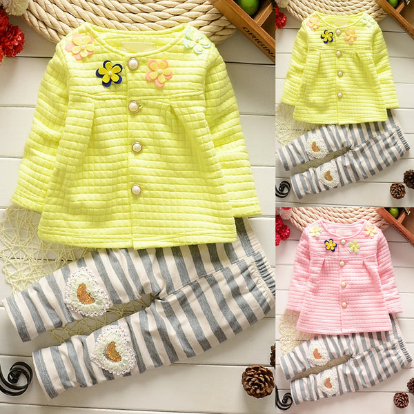 Kids Baby Girls Long Sleeve Coat Tops+Pants Clothes Toddler Outfit Set 1-4Y BW