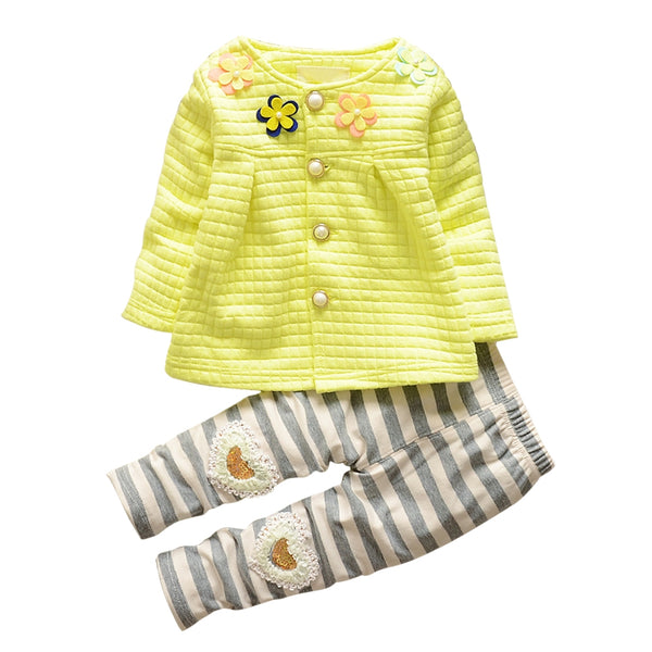 Kids Baby Girls Long Sleeve Coat Tops+Pants Clothes Toddler Outfit Set 1-4Y BW