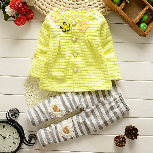 Kids Baby Girls Long Sleeve Coat Tops+Pants Clothes Toddler Outfit Set 1-4Y BW