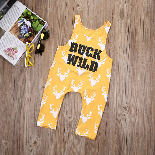 Baby Girls Boys Deer Printed Clothes Infant Sleeveless Bodysuit Romper Outfits