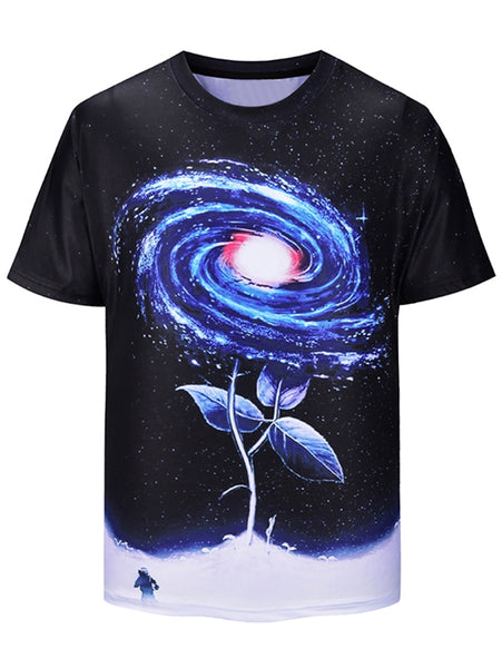 Galaxy Flower Printed Short Sleeve T-shirt