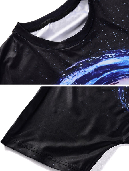 Galaxy Flower Printed Short Sleeve T-shirt