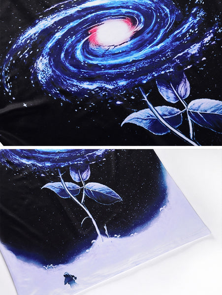 Galaxy Flower Printed Short Sleeve T-shirt