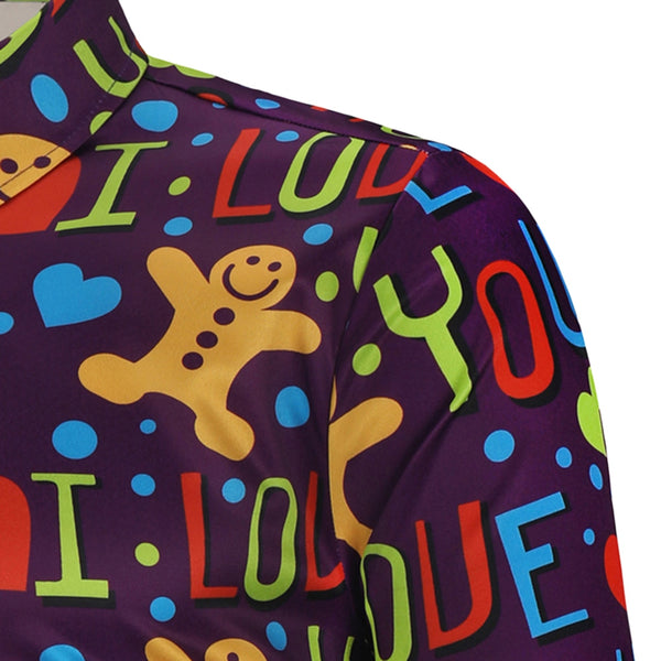 Valentine\'s Day Letter Heart Print Casual Shirt