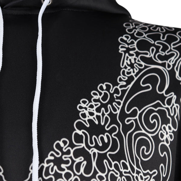 Geometric Pattern Pullover Drawstring Hoodie