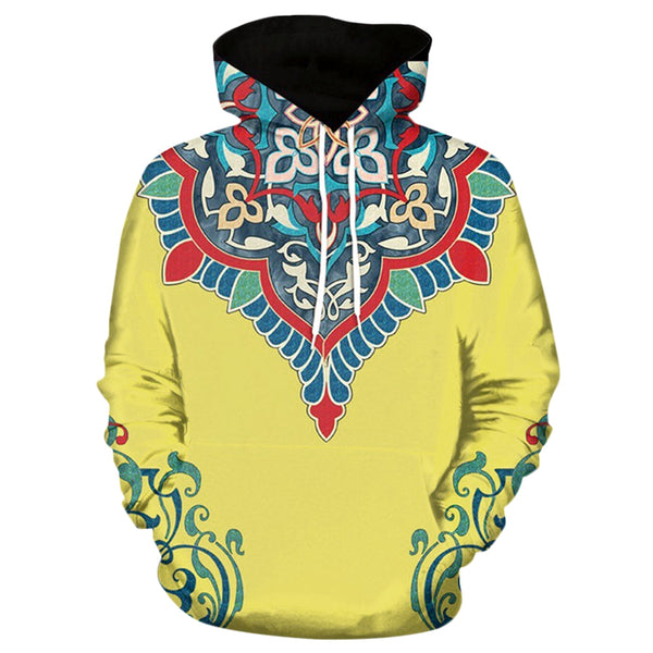 3D Flower Print Pullover Hoodie