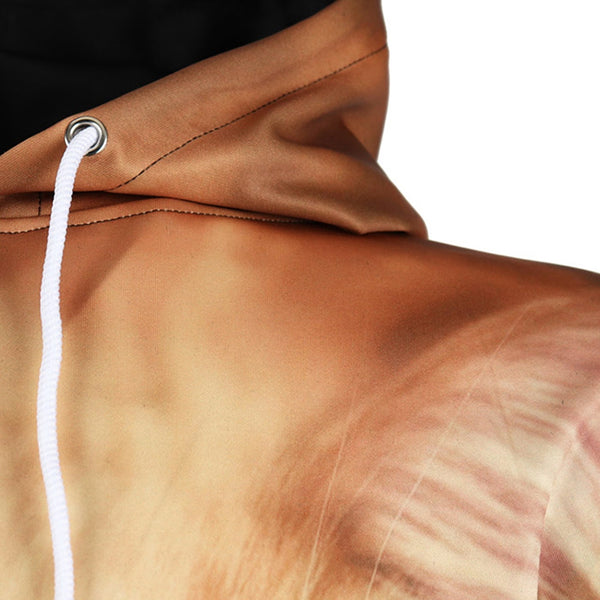 3D Cat Print Pullover Drawstring Hoodie