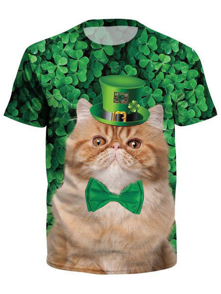 3D Cat Printed Short Sleeve T-shirt