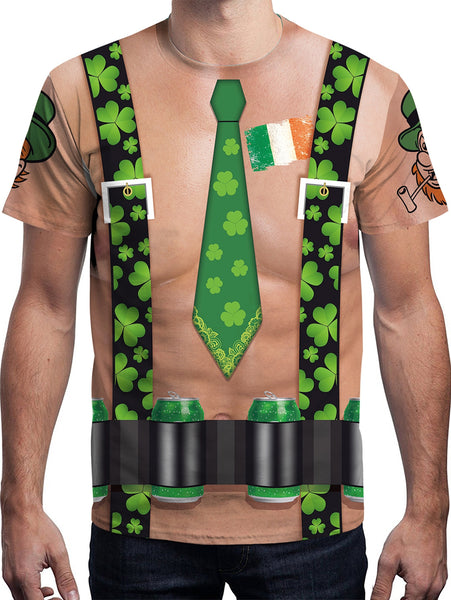 3D Four-leaf Clover Belt Printed Short Sleeve T-shirt