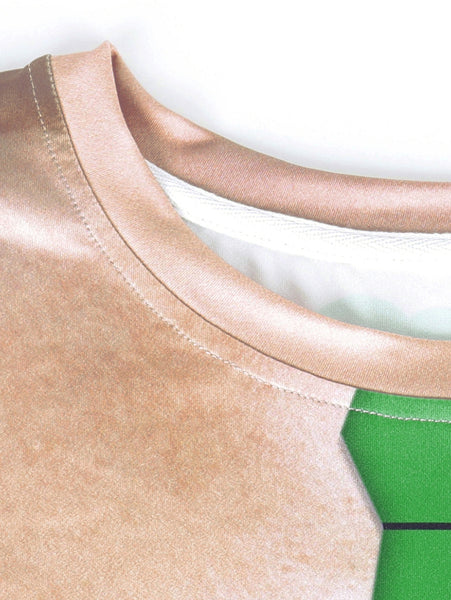 3D Four-leaf Clover Belt Printed Short Sleeve T-shirt