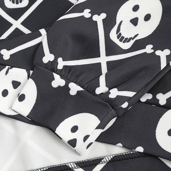Skulls Print Pouch Pocket Hoodie
