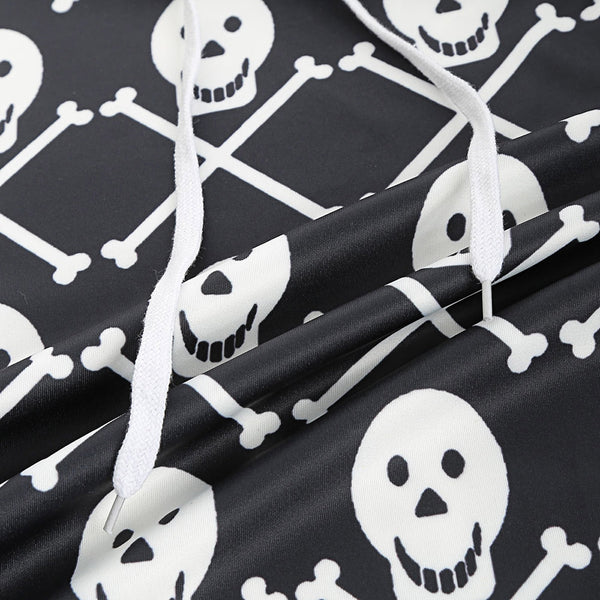 Skulls Print Pouch Pocket Hoodie