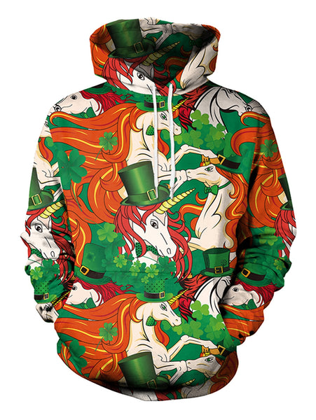 3D Horses Print Pullover Hoodie