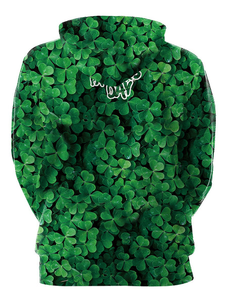 Clover and Unicorn Pattern Pullover Hoodie