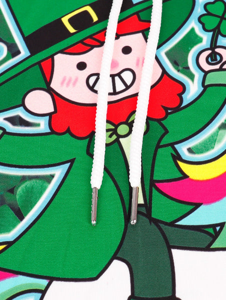 Clover and Unicorn Pattern Pullover Hoodie