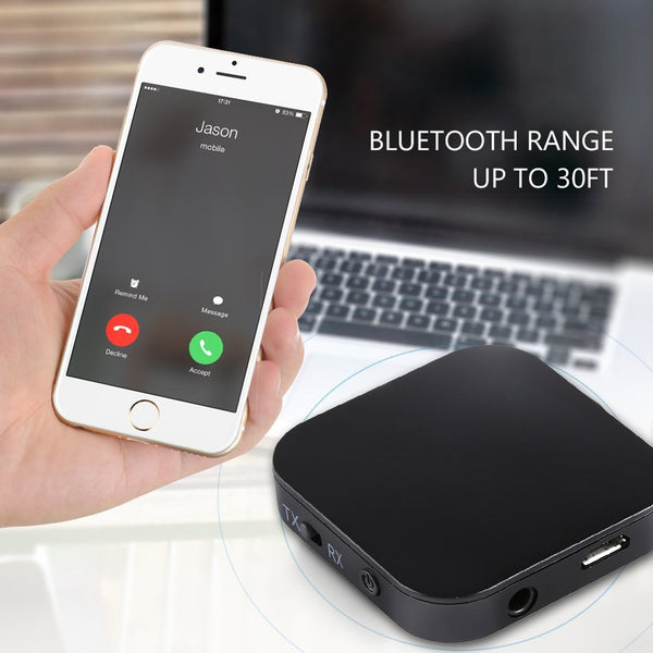 The bluetooth adapter receives the emitter