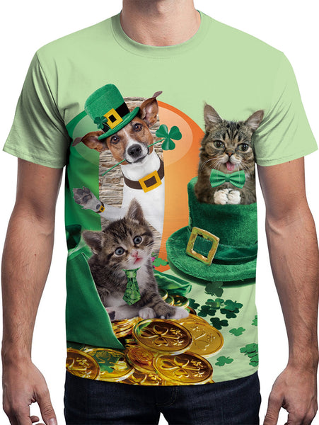 Gold Coin Animal Printed Short Sleeve T-shirt