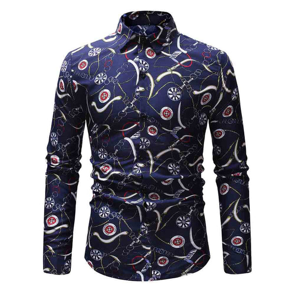 Chains Logos Print Casual Shirt
