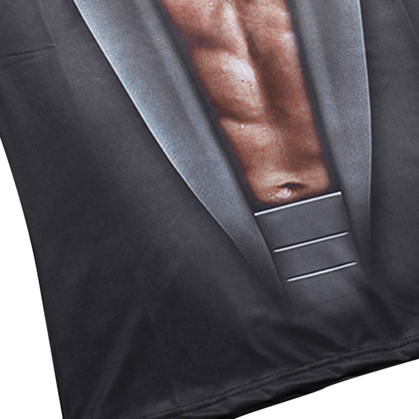 3D Muscle Suit Print Short Sleeve T-shirt