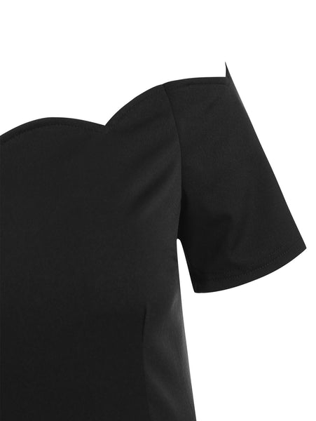 Valentines Day Cats Couple Print Off The Shoulder Dress