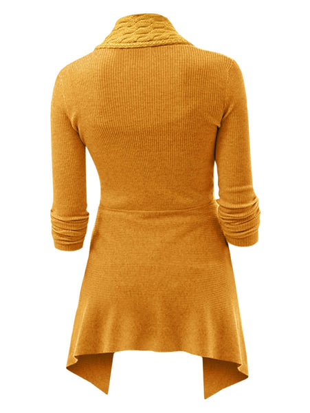 Cable Knit Buckle Asymmetrical Cardigan